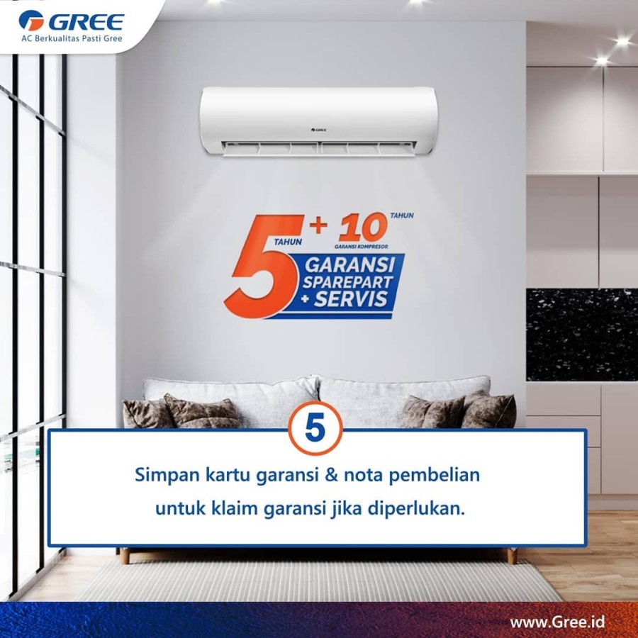 Gree AC Split ( AC Dinding ) Inverter F1 Series 2 PK R32 1400 Watt - GWC-18F1 | GWC18F1S | 18F1 